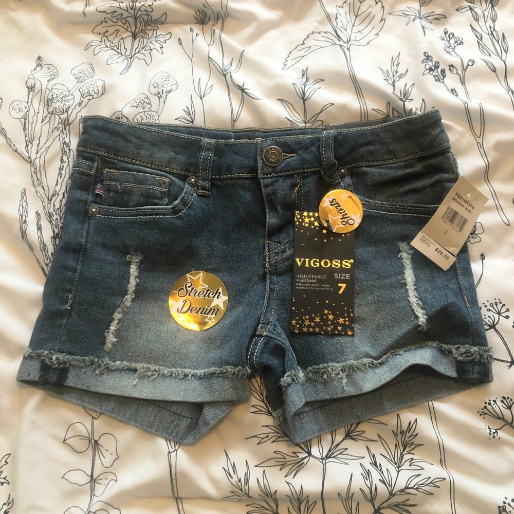 NWT Vigoss Chelsea Adjustable Denim Shorts Sz. 7